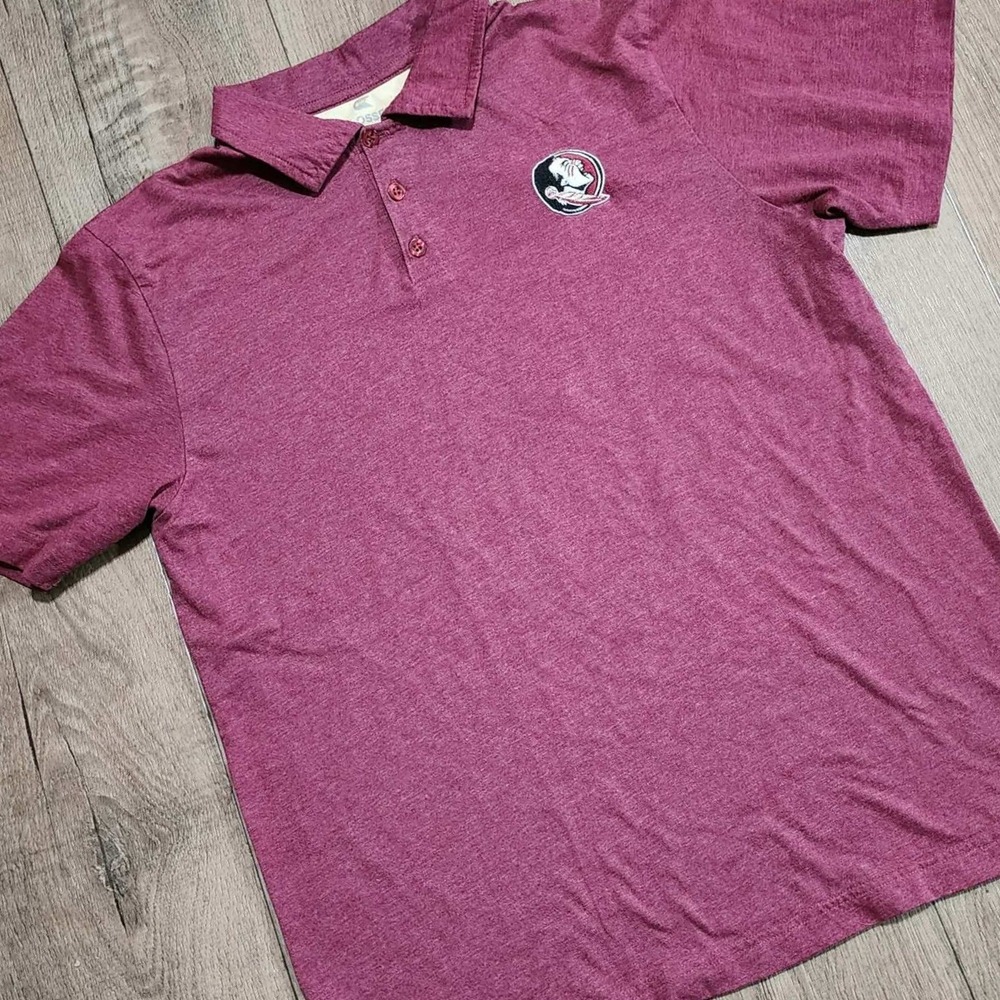 Colosseum Florida State Seminoles FSU Polo Shirt Mens Large Maroon Heathered L